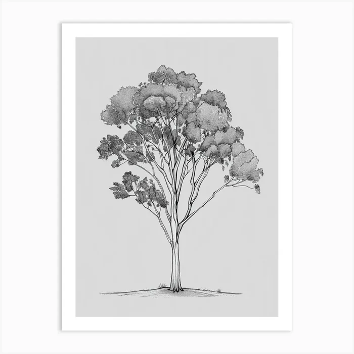Eucalyptus Tree Minimalistic Drawing 1 Art Print by Bough And Bloom Artistry