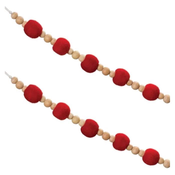 Fabric Ball String Garland (Set of 2) – Soft Decorative Garland for Mantel, Nursery, Wall or Party Decor