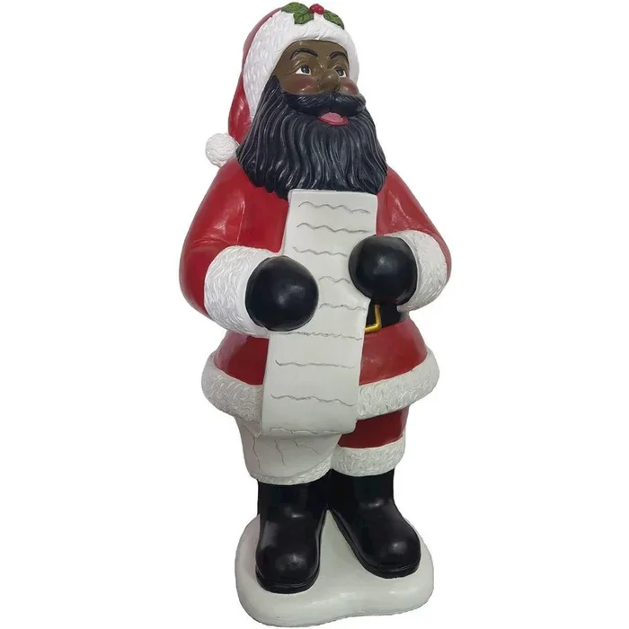 FHF 36″ Resin Traditional African American Santa with List