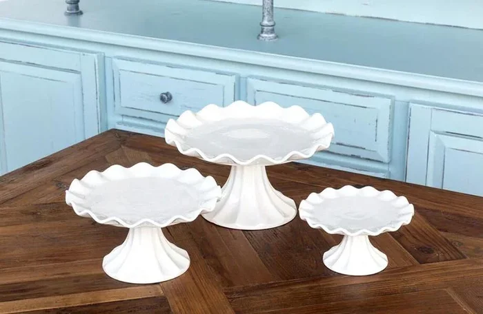 Fluted Ceramic Cake Plates – Scalloped Ceramic Cake Stands – Decor Steals