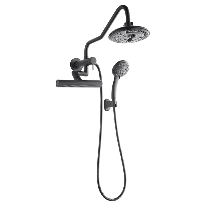 FORNO AcquaFALL Mini Spa System with 8″ 6 Function Rainfall Shower Head, 5-in-1 Handheld Shower and 3 Function Body Jet in Matte Black