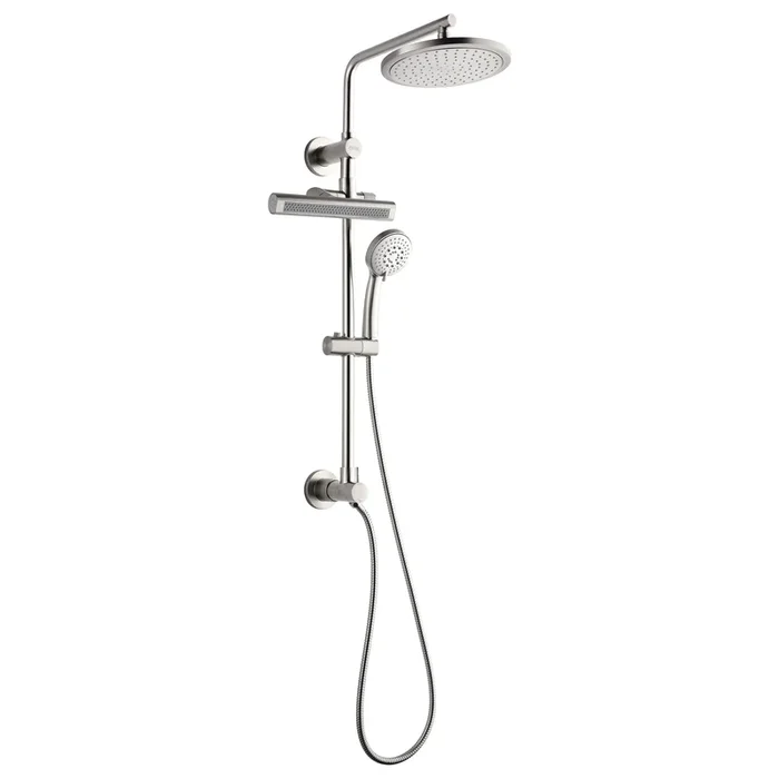 FORNO AcquaFALL Shower System with 9″ Rainfall Shower Head, 5-in-1 Handheld Shower and 3 Function Body Jet in Brushed Nickel