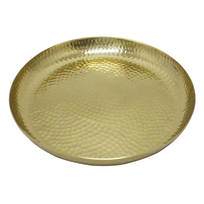 Found & Fable Round Hammered Aluminum Serving Tray, Small