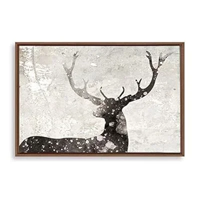 Framed Canvas Home Artwork Decoration Deer Wood Canvas Wall Art for Living Room Bedroom – 24×36 inches