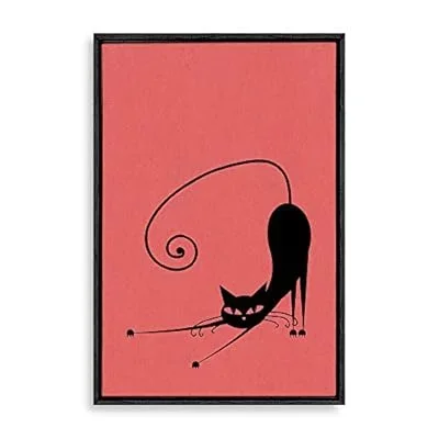 Framed Canvas Wall Art for Living Room, Bedroom Cat Illustration VI Canvas Prints for Home Decoration Ready to Hang – 16×24 inches