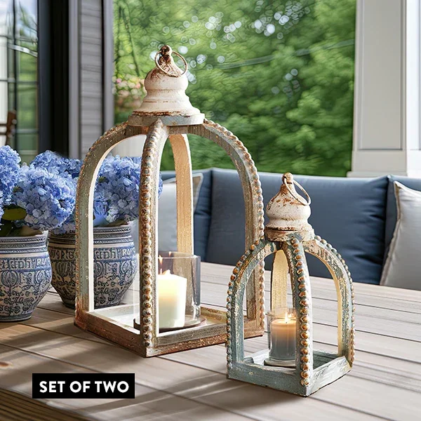 French Inspired Hurricane Glass Lanterns, Set of Two – Decor Steals