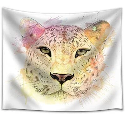 Fun and Colorful Splattered Watercolor Cheetah – Fabric Tapestry, Home Decor – 68×80 inches