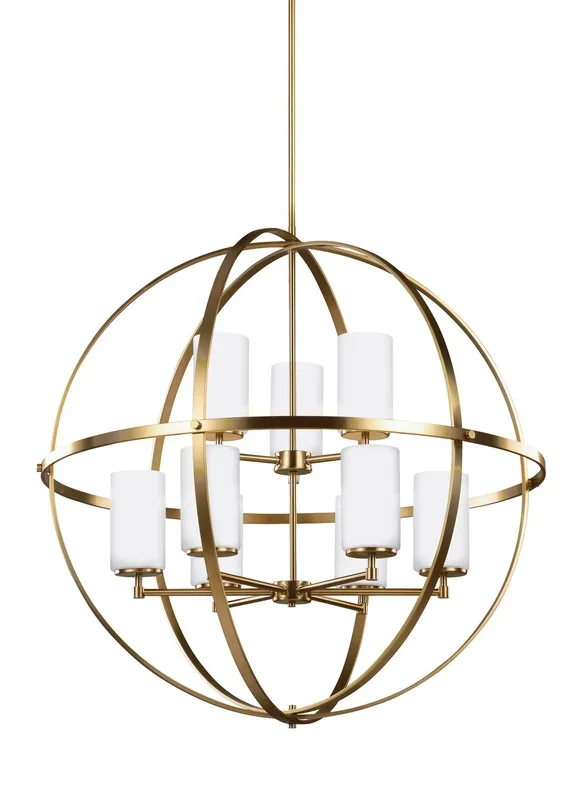Generation Lighting – 3124609-848 – Nine Light Chandelier – Alturas – Satin Brass
