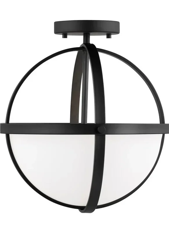 Generation Lighting Alturas Two Light Semi-Flush Convertible Pendant Midnight Black-Black Cord (7724602-112)