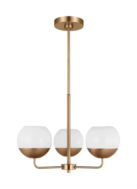 Generation Lighting Alvin Three Light Chandelier Satin Brass Clear Silver Cord (3168103-848)