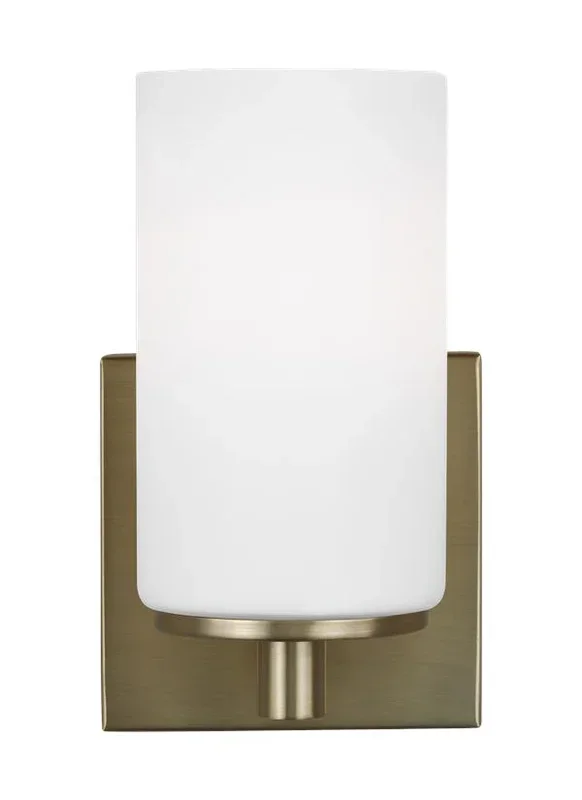 Generation Lighting Hettinger One Light Wall/Bath Sconce Satin Brass Black/White Cord (4139101-848)
