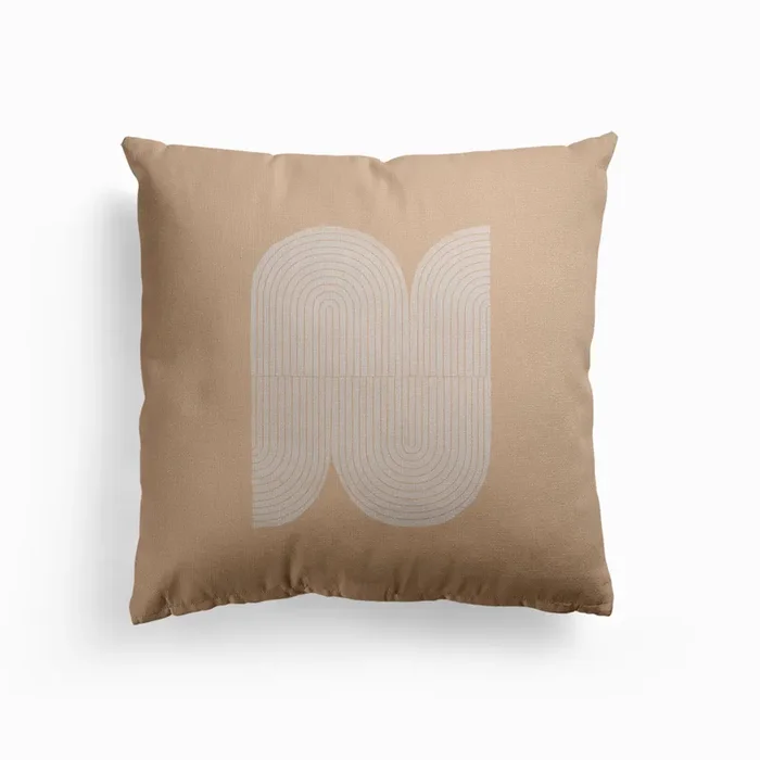 Geometric Object On Beige Canvas Cushion by Forn Studio
