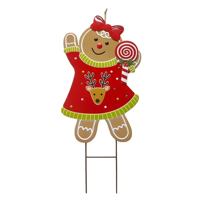 Gingerbread Woman Yard Stake, 28″