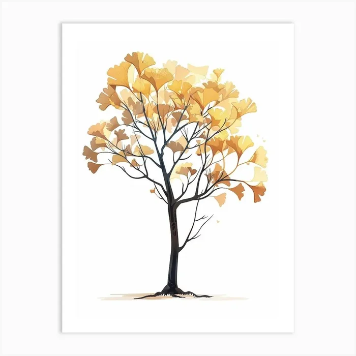 Ginkgo Tree Pixel Illustration 3 Art Print by Bough And Bloom Artistry