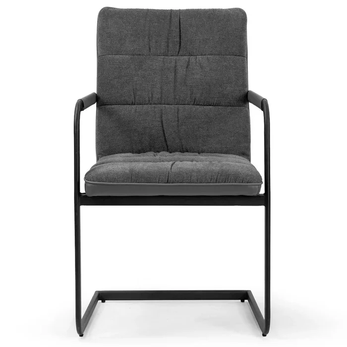 Glamour Home Set of 2 Araya Gray Modern Fabric Arm Chair with Black Metal Legs
