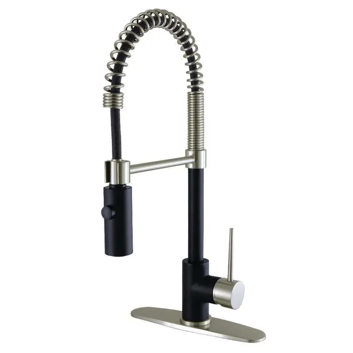 Gourmetier LS8779NYL New York Single-Handle Pre-Rinse Kitchen Faucet, Matte Black/Brushed Nickel