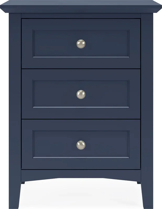 Grace Three Drawer Nightstand in Blueberry