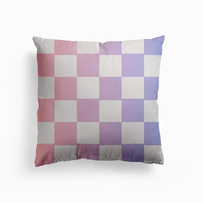 Gradient Pastel Checkers Canvas Cushion by Mambo