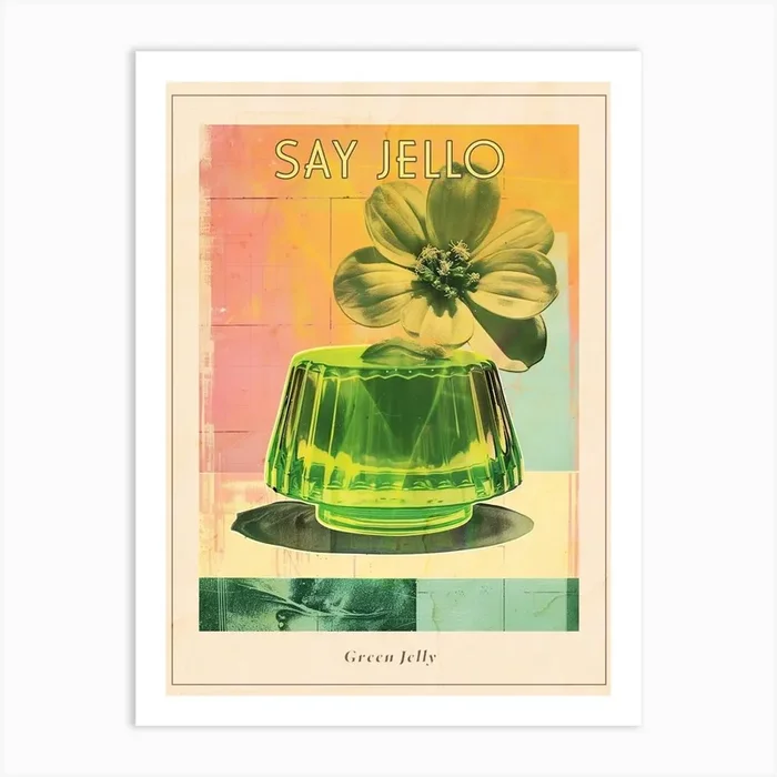 Green Jelly Retro Collage 5 Poster Art Print by Bubblegum Kitsch