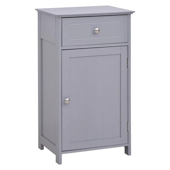 Grey Bathroom Organizer: Cabinet with Drawer and Shelf for Toiletries