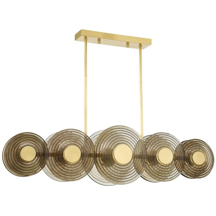 Griston 10 Light Linear Chandelier, Aged Brass