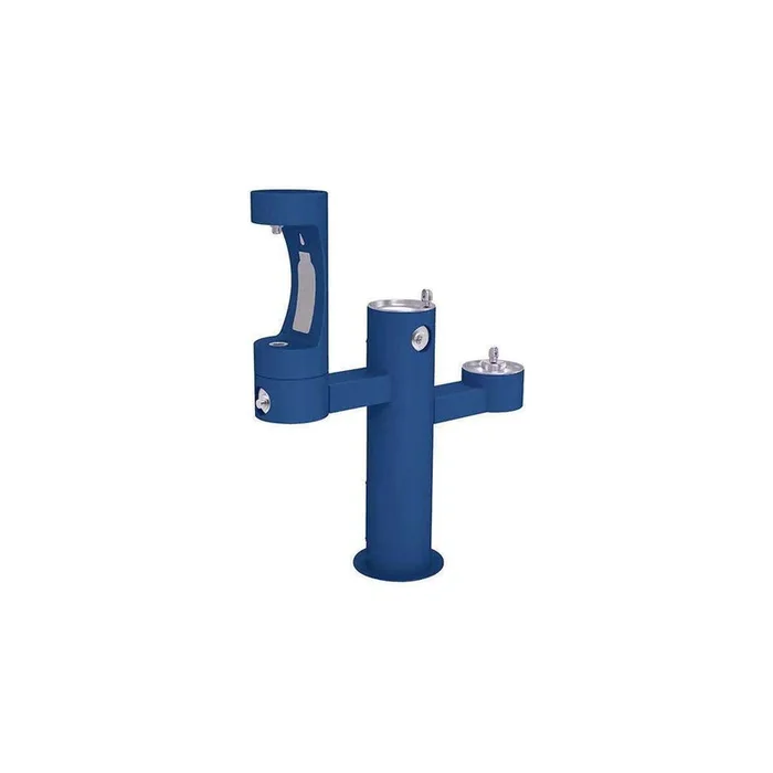 Halsey Taylor Endura II Outdoor HydroBoost Middle Bottle Filling Station, Tri-Level Pedestal Non-Filtered Non-Refrigerated FR, Blue 4430BF1MFRKBLU
