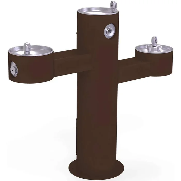 Halsey Taylor Endura II Tubular Outdoor Fountain, Tri-Level Pedestal Non-Filtered Non-Refrigerated, Brown 4430FRKBRN
