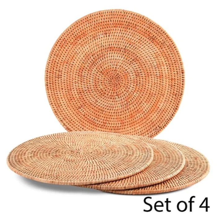 Hand Woven Wicker Rattan Round Placemat – Set of 4 by Vagabond House