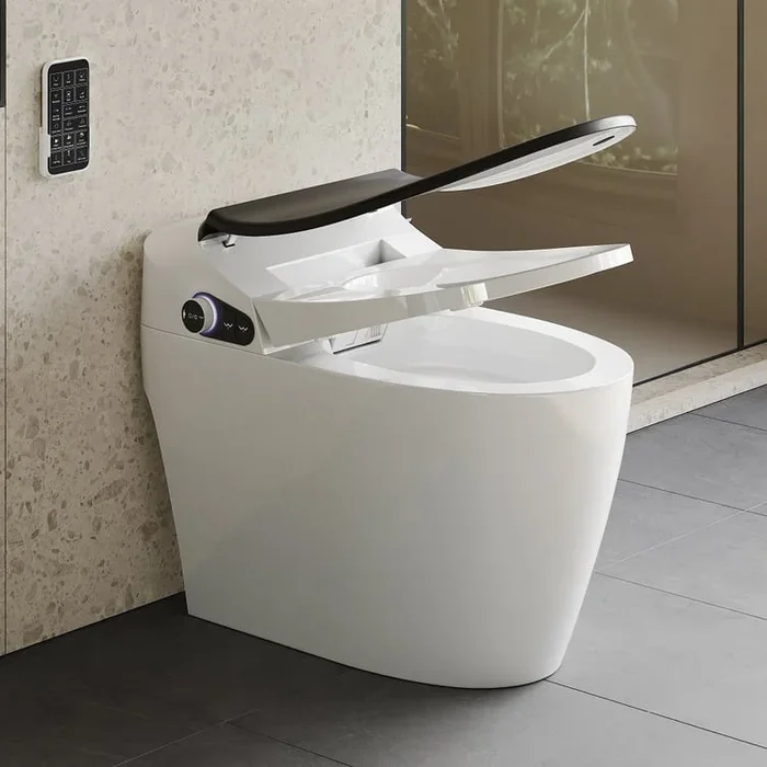 Heated Seat, Elongated Black One-Piece Smart Toilet with Bidet | homary