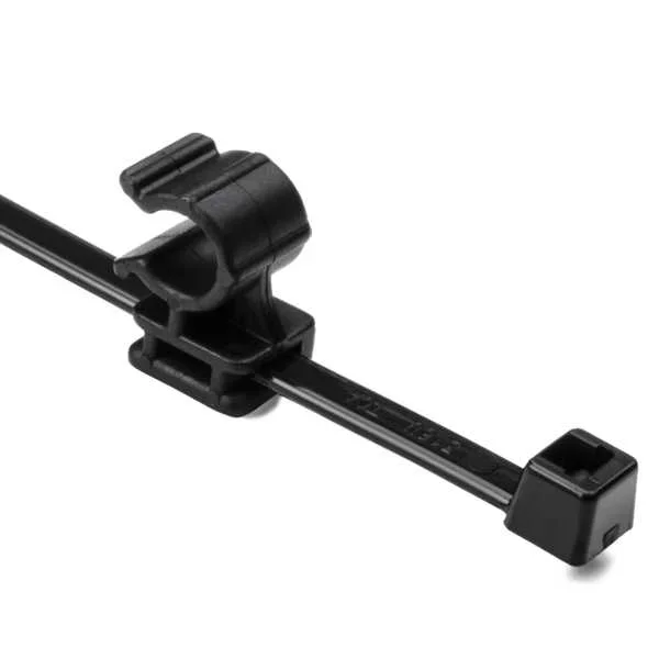 HellermannTyton 2-Piece Cable Tie With Pipe Clip 50 Pounds Clip Diameter .26 Inch-.3 Inch Maximum Bun Diameter 1.38 Inch PA66 UV Tie HIRHS Mount BLK 500 Per Package (156-00594)