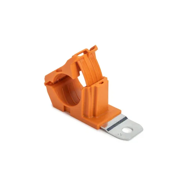 HellermannTyton Ratchet P-Clamp 0.76-1.42 Inch Bundle Diameter 180 Degree Short 0.41 Inch Hole Diameter PA66HIRHSUV/ST/ZN Orange 160 Per Carton (151-03461)
