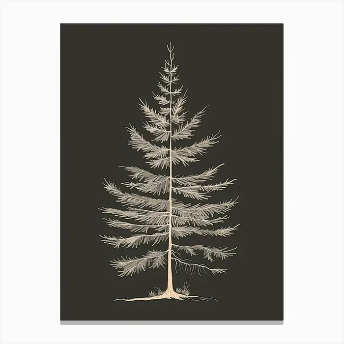 Hemlock Tree Minimalistic Drawing 1 Canvas Print by Bough And Bloom Artistry