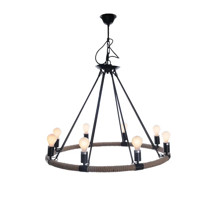 Hivvago 32″ X 37″ X 32″ 8 Bulbs Rope Pendant Lamp