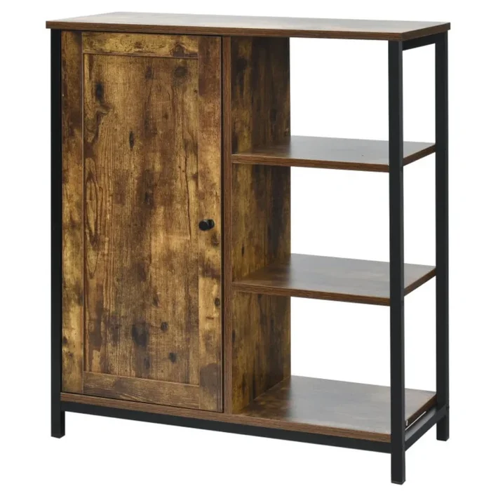 Hivvago Multipurpose Freestanding Storage Cabinet with 3 Open Shelves and Doors