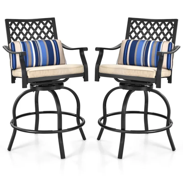 Hivvago Set of 2 Outdoor Bar Height Chair with Soft Cushions