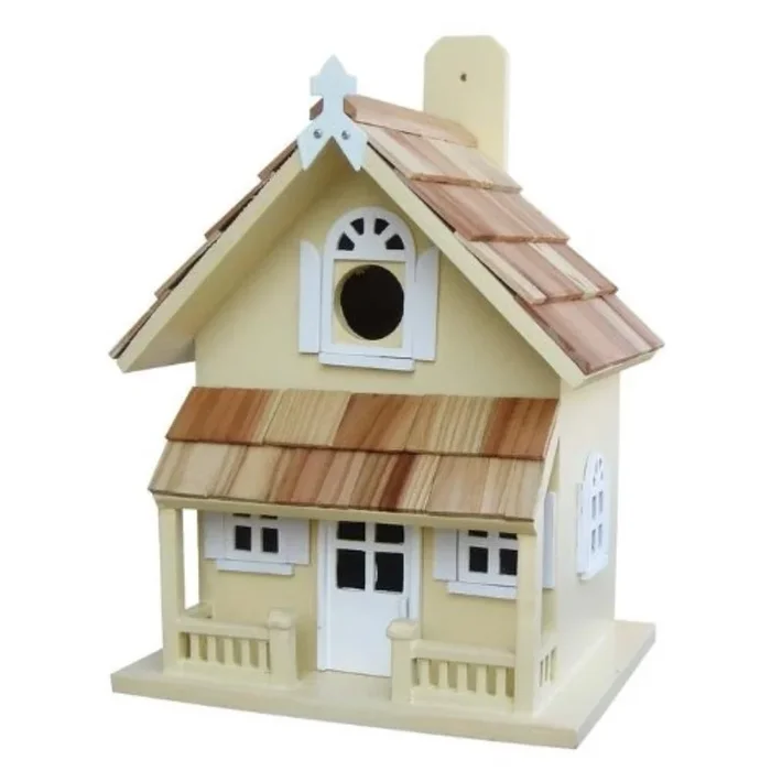 Hivvago Yellow Victorian Cottage Wood Outdoor Birdhouse