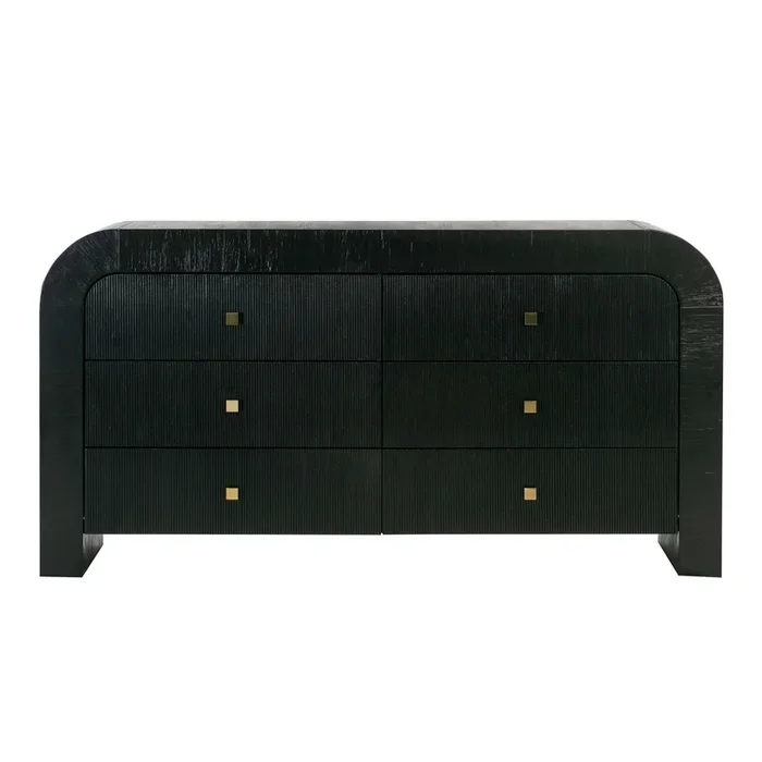 Hump 6 Drawer Black Dresser
