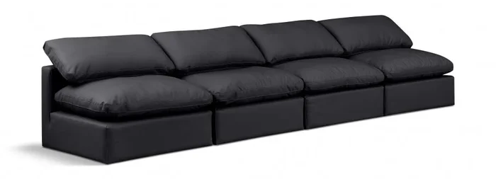 Indulge 140 ” Vegan Leather Upholstered 4pc. Armless Modular Sofa