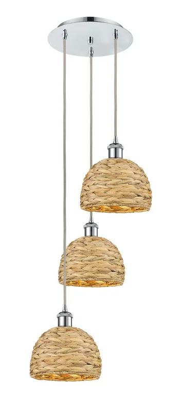 Innovations – 113B-3P-PC-RBD-8-NAT – Three Light Pendant – Ballston – Polished Chrome