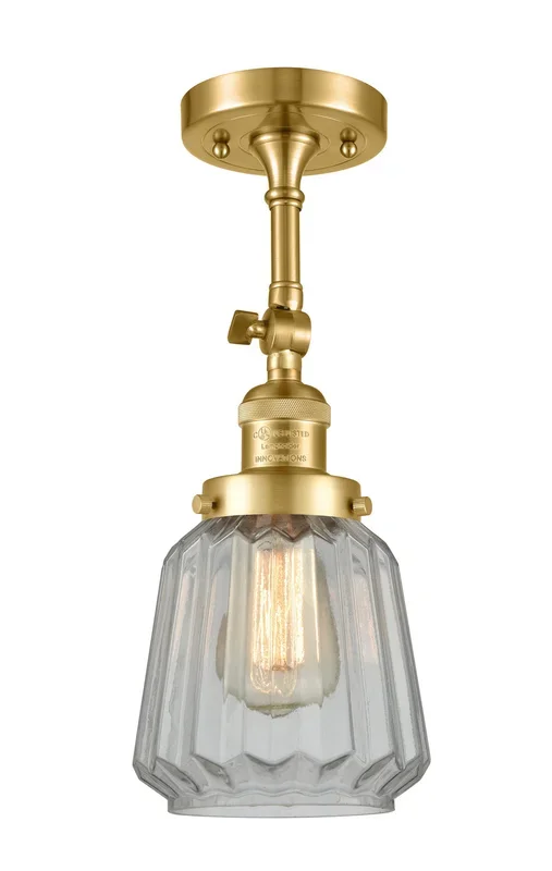 Innovations – 201F-SG-G142 – One Light Semi-Flush Mount – Franklin Restoration – Satin Gold