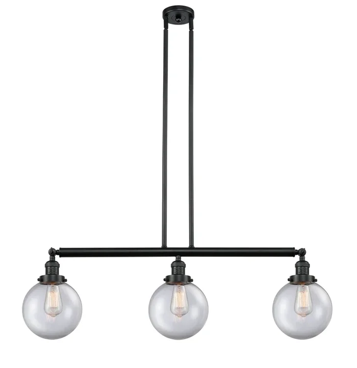 Innovations – 213-BK-G202-8-LED – LED Island Pendant – Franklin Restoration – Matte Black – 213BKG2028LED