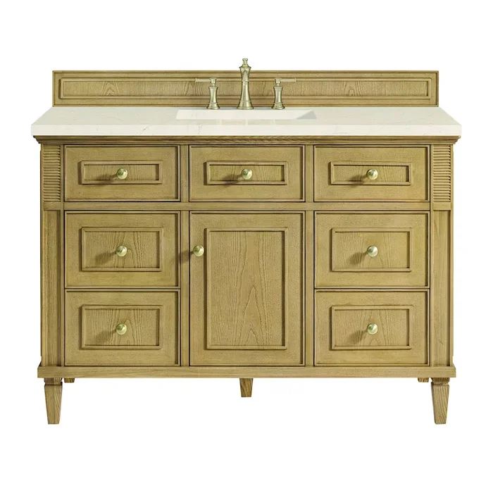 James Martin Vanities 48 Single Vanity, Light Natural Oak w/ 3 CM Eternal Marfil Quartz Top