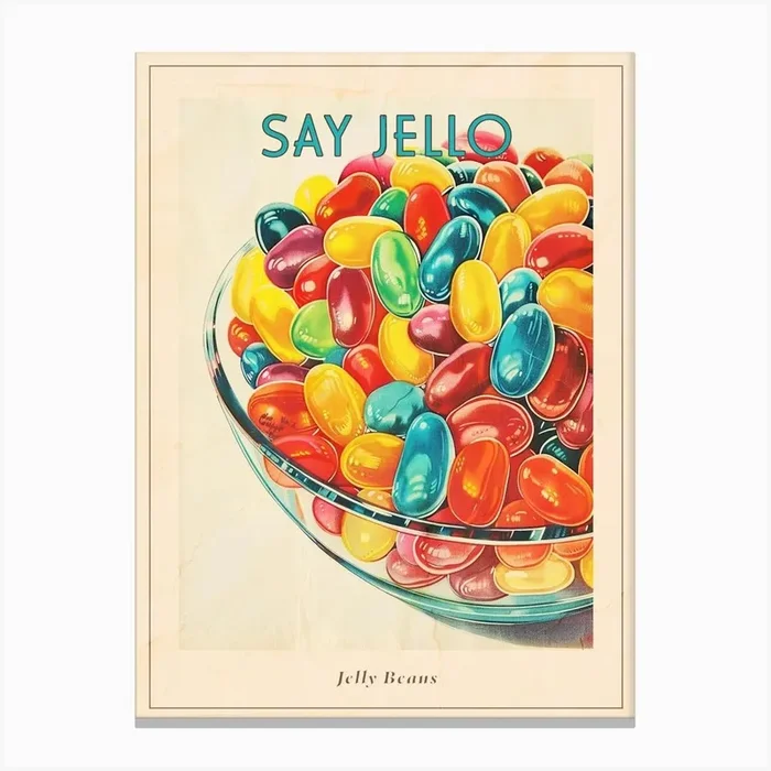 Jelly Beans Vintage Retro Illustration 2 Poster Canvas Print by Bubblegum Kitsch