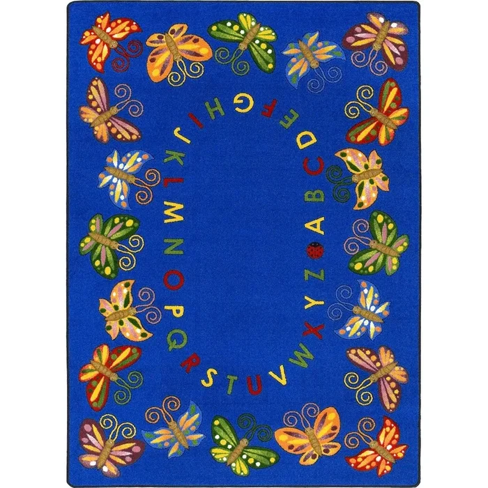 Joy Carpets Kid Essentials Butterfly Delight 7’8 x 10’9 Area Rug in Color Multi