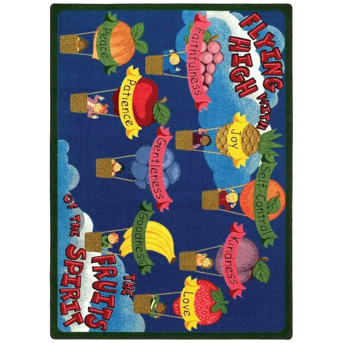 Joy Carpets Kid Essentials Fruits of the Spirit 3’10 x 5’4 Area Rug in Color Multi