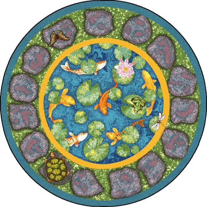 Joy Carpets Kid Essentials Maria’s Garden 7’7 Round Area Rug in Color Multi