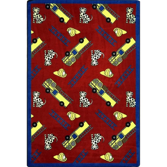 Joy Carpets Playful Patterns Hook and Ladder 5’4 x 7’8 Area Rug in Color Red