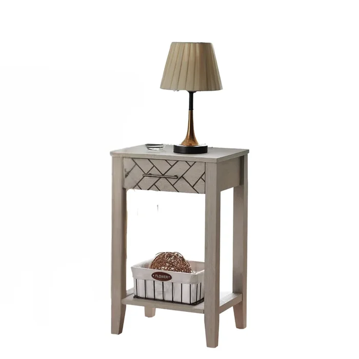 Kings Brand Furniture – Leffler Accent Side End Table with Drawer and Storage Shelf, Nightstand Bedside Table