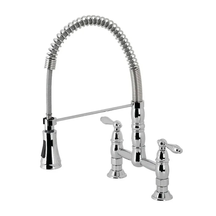 Kingston Brass Deck Mount Pull-Down Sprayer Kitchen Faucet In Polished Chrome, GS1271AL