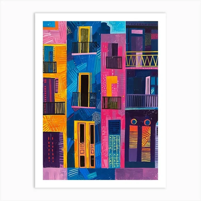 Kitsch Colourful New Orleans 1 Art Print by Bubblegum Kitsch